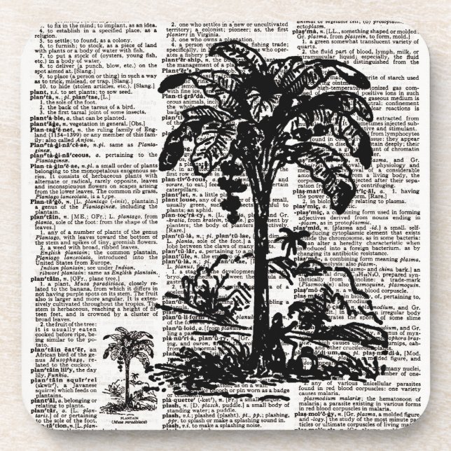 Palm Tree Dictionary Art Untersetzer (Vorderseite)
