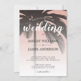 Palm Tree Dusty Pink Beach Wedding Einladung