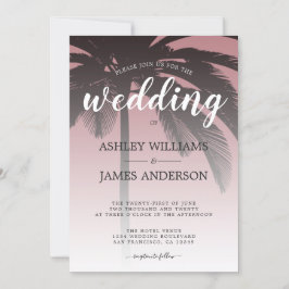 Palm Tree Dusty Rose Beach Wedding Einladung