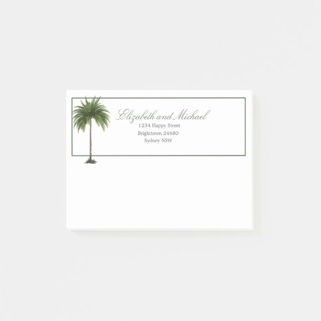 Palm Tree Elegante Modernes Chic Green Post-it Klebezettel (Vorderseite)