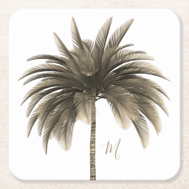 Palm Tree Elegante Retro Chic Rechteckiger Pappuntersetzer (Vorderseite)