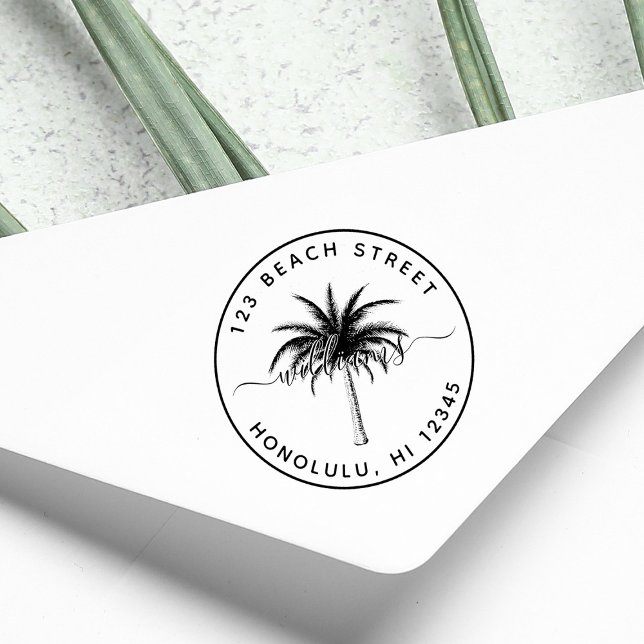 Palm Tree Familienname Runde Rücksendeadresse Permastempel (Von Creator hochgeladen)