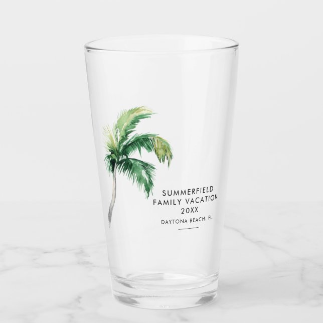 Palm Tree Family Vacation Custom Glas (Vorderseite)