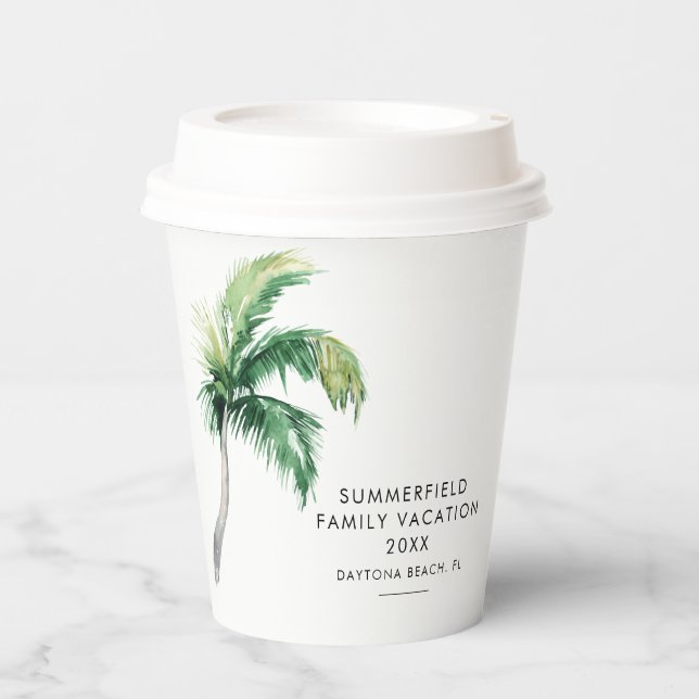 Palm Tree Family Vacation Custom Pappbecher (Vorderseite)