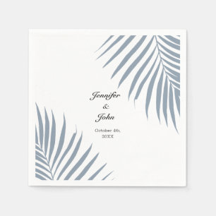Palm Tree Foliage Dusty Blue Blätter Coole Hochzei Serviette