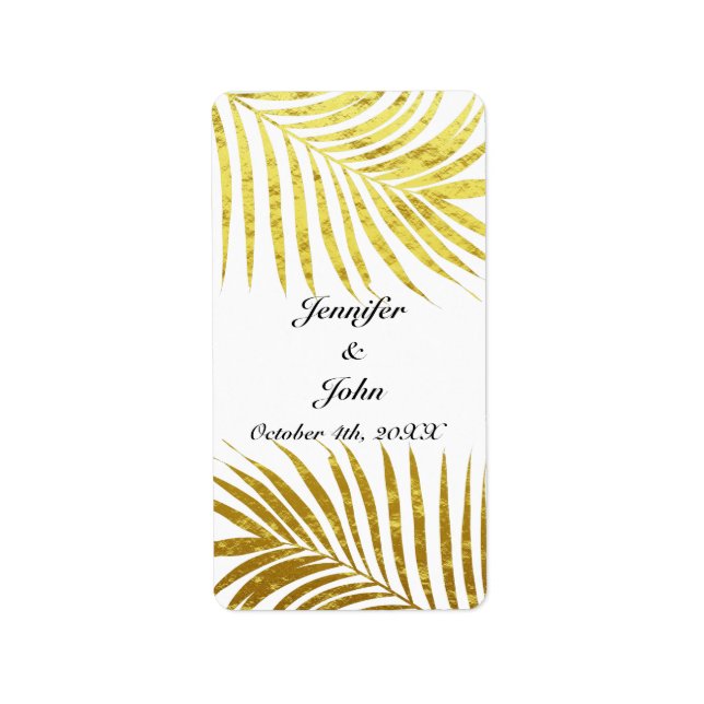 Palm Tree Foliage Gold Foil Blätter Hochzeiten Wei Adressaufkleber (Vorne)