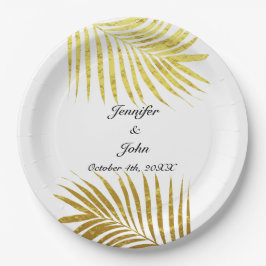 Palm Tree Foliage Gold Foil Blätter Hochzeiten Wei Pappteller