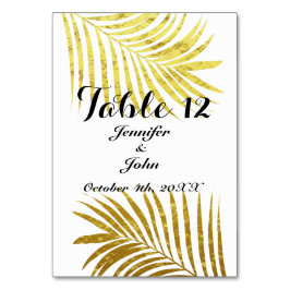 Palm Tree Foliage Gold Foil Blätter Hochzeiten Wei Tischnummer