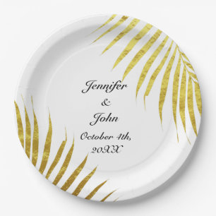 Palm Tree Foliage Gold Foil Blätter Niedliche Hoch Pappteller