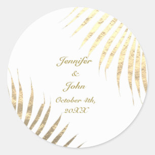 Palm Tree Foliage Gold Foil Blätter Weddings Trend Runder Aufkleber