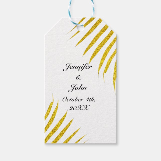 Palm Tree Foliage Gold Glitzer Niedliche Hochzeit Geschenkanhänger (Vorderseite)