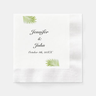 Palm Tree Foliage Green Watercolor Blätter Hochzei Serviette