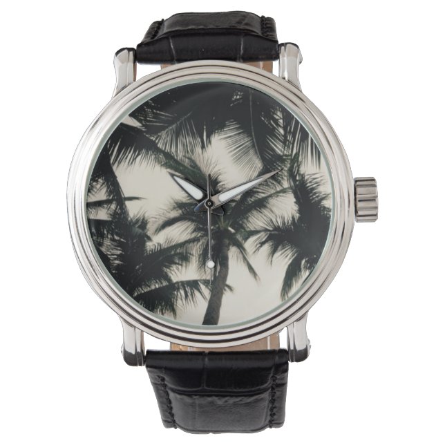 Palm Tree Foto Watch by Willowcatdesigns Armbanduhr (Vorderseite)
