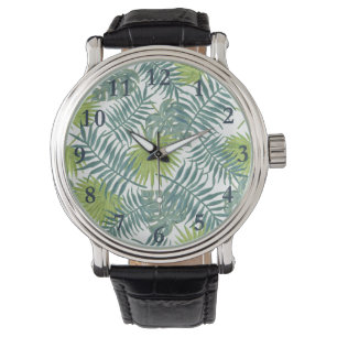 Palm Tree Fronds malen hawaiisch Armbanduhr