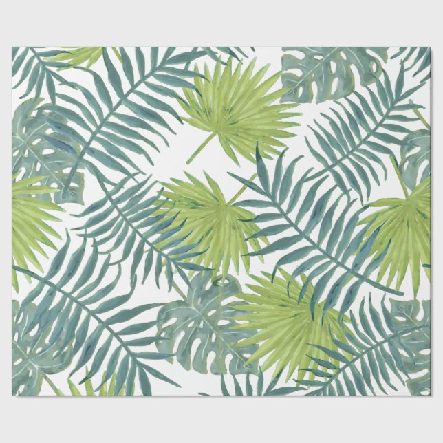 Palm Tree Fronds malen hawaiisch Geschenkpapier (Saum)