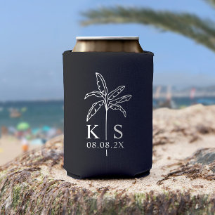 Palm Tree für kundenspezifische Monogramm-Hochzeit Dosenkühler