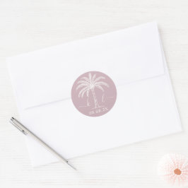 Palm Tree für kundenspezifische Monogramm-Hochzeit Runder Aufkleber