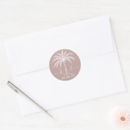 Palm Tree für kundenspezifische Monogramm-Hochzeit Runder Aufkleber