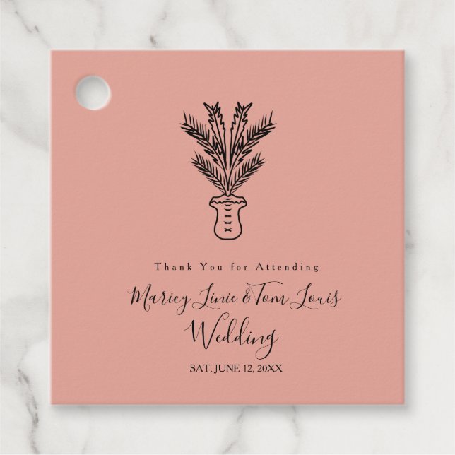 Palm Tree gegossene, handgezogene Kraft Geschenkanhänger (Vorderseite)