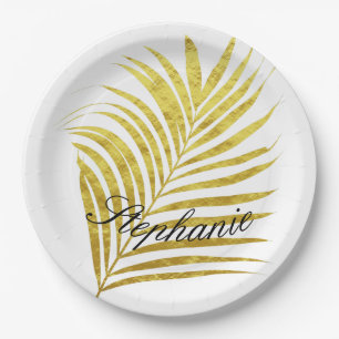 Palm Tree Gold Foil Blätter Name Einzigartige Gli Pappteller