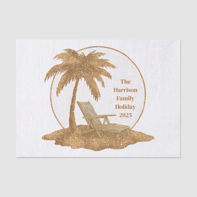 Palm Tree Gold Glitzer mit benutzerdefiniertem Tex Seidenpapier (Vorderseite)