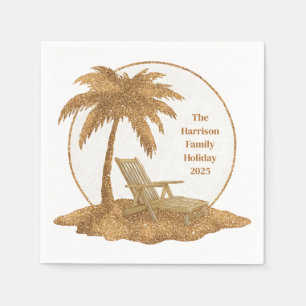 Palm Tree Gold Glitzer mit benutzerdefiniertem Tex Serviette