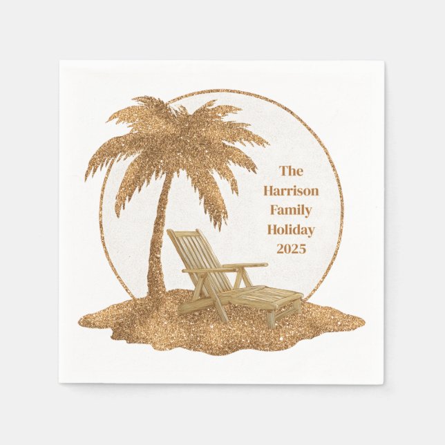 Palm Tree Gold Glitzer mit benutzerdefiniertem Tex Serviette (Vorderseite)