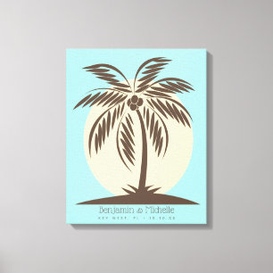 Palm Tree Guest Book Leinwand - 50 Plätze