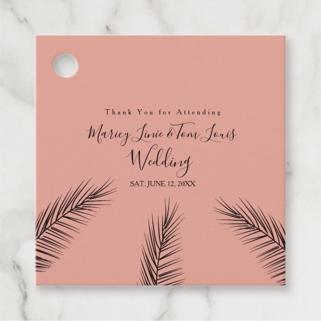 Palm Tree Handgezogenes Papier Kraft Geschenkanhänger (Vorderseite)