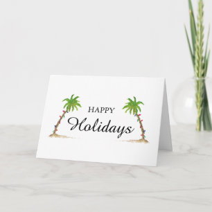 Palm Tree Happy Holidays Tropical Beach Christmas Karte