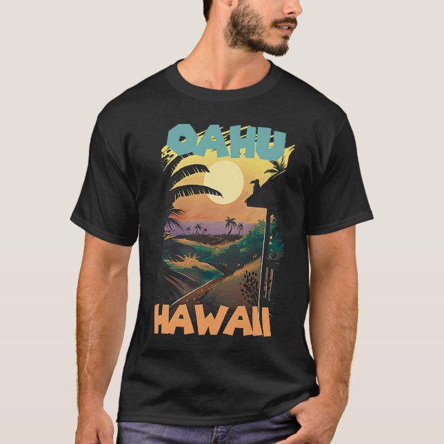 Palm tree Hawaii Oahu Vacation Beach Ocean T-Shirt (Vorderseite)