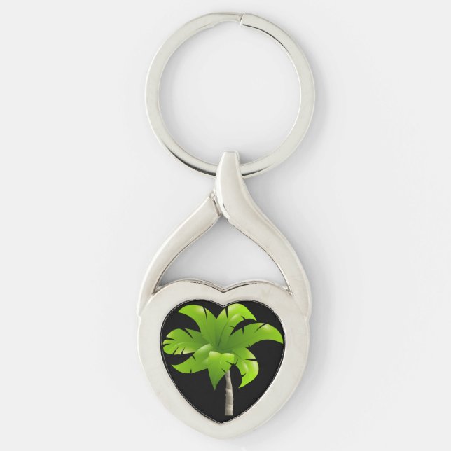 Palm Tree Heart Keychain Schlüsselanhänger (Vorderseite)