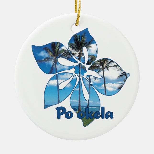 Palm Tree Hibiskus Hawaiian Ornaments Keramik Ornament (Vorne)