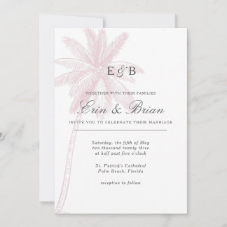 Palm Tree Hochzeit Einladung Rosa Rosa Vintag