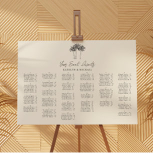 Palm Tree Hochzeit in Urlaubsort Alphabetische Sit Poster
