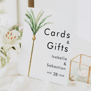 Palm Tree Hochzeit in Urlaubsort Karten und Gesche Sockelschild