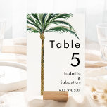 Palm Tree Hochzeit in Urlaubsort Tischnummer Card<br><div class="desc">Diese Palmen-Hochzeit in Urlaubsort-Tischnummer-Karte mit tropischen Aquarellpalmen auf einem hellen, weißen Hintergrund erinnert an das traumhafte Ambiente einer Hochzeit in Urlaubsort. Dieses Design strahlt die Romantik der Sandküste und schwebenden Palmen aus, ideal für Paare, die ein unvergessliches Fest suchen. Für personalisierte Koordination oder Fragen, zögern Sie bitte nicht, uns zu...</div>