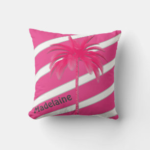 Palm Tree Hot Pink Stripe Personal Throw Kissen