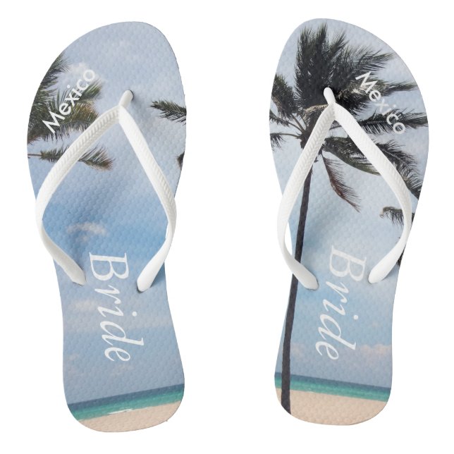 Palm Tree I Wedding Flip Flops Bride Beach Sandals (Fußbett)
