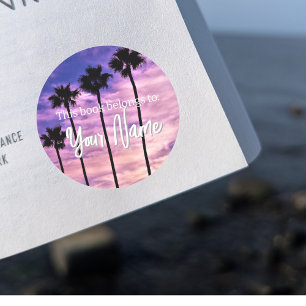 Palm Tree individuell anpassbarer Buchsticker Runder Aufkleber
