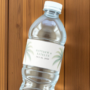 Palm Tree Island Zielort Grüne Hochzeit Wasserflaschenetikett