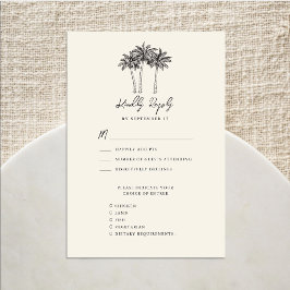 Palm Tree Ivory Minimalistische Hochzeit in Urlaub RSVP Karte