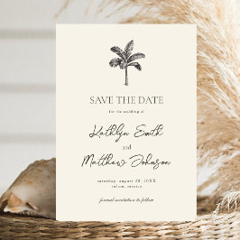 Palm Tree Ivory Minimalistische Hochzeit in Urlaub Save The Date