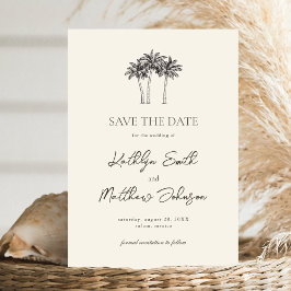 Palm Tree Ivory Minimalistische Hochzeit in Urlaub Save The Date