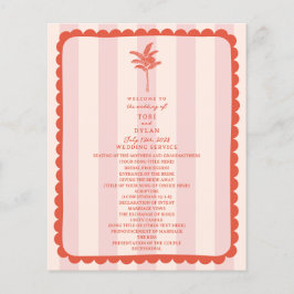 Palm Tree Leaf Pink Stripe Wedding