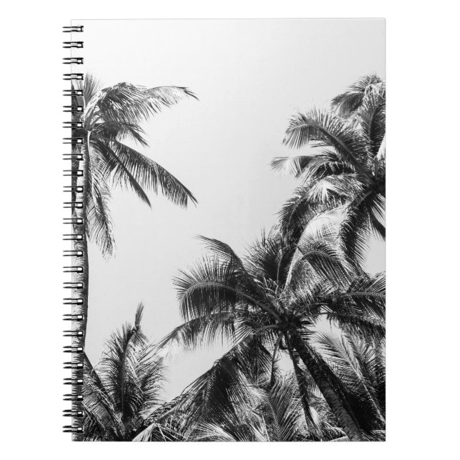 Palm Tree Leaf Schwarz-weiß Notizblock (Vorderseite)