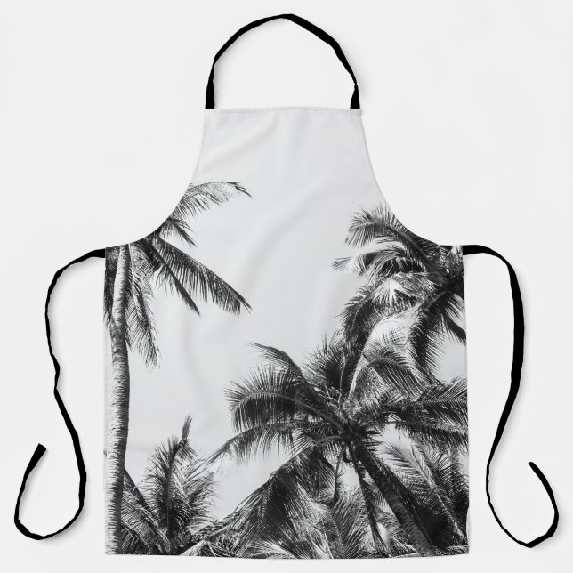Palm Tree Leaf Schwarz-weiß Schürze (Vorderseite)