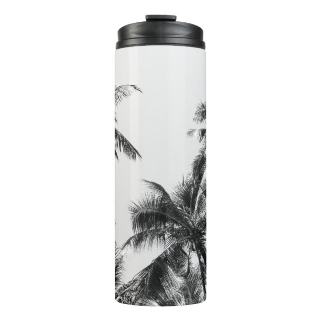 Palm Tree Leaf Schwarz-weiß Thermosbecher (Vorderseite)