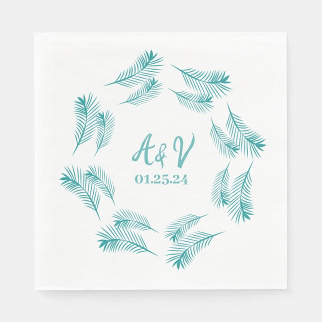 Palm Tree Leaf Tropical Wedding Serviette (Vorderseite)