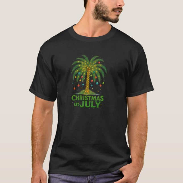 Palm Tree Lights Beach Summer Vacation Christmas I T-Shirt (Vorderseite)